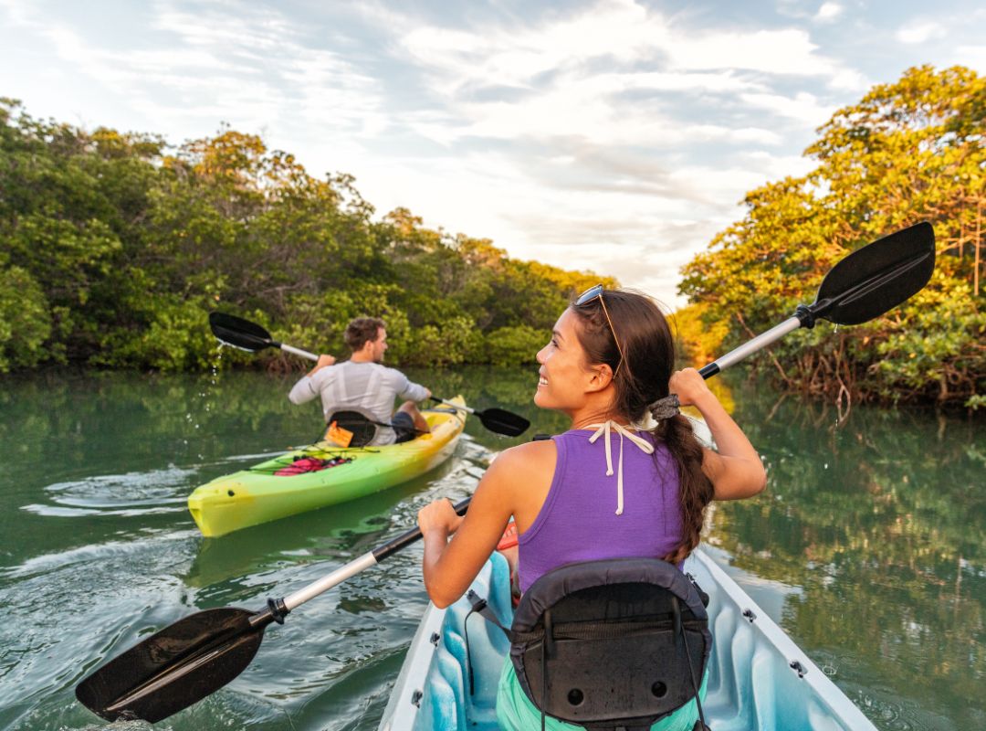 two people kayaking